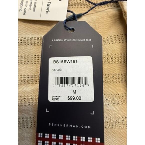 NWT!! "BEN SHERMAN" Men's Button Up SZ M, MS-99.00 Safari Preppy Quiet Luxury - Picture 3 of 11